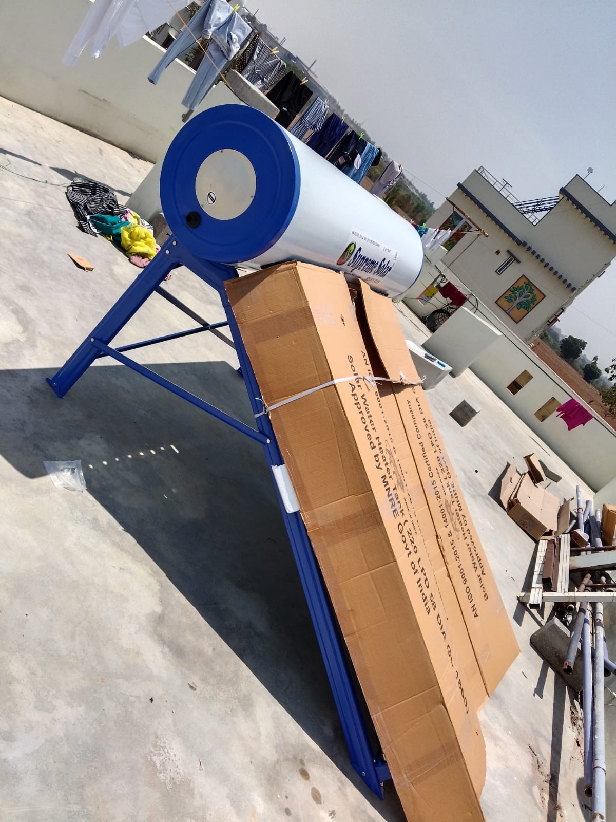 Solar water heater installation work