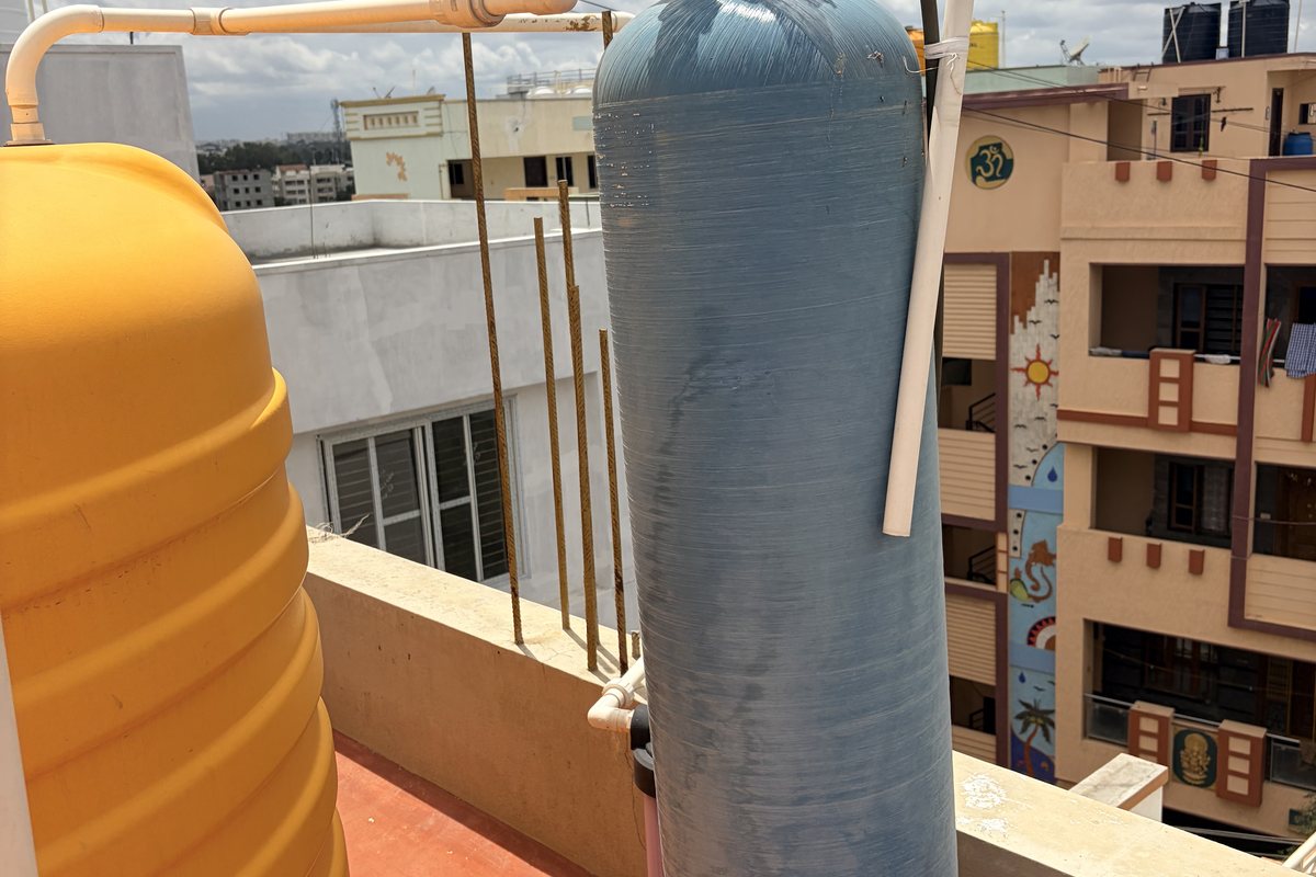 Water softener installation for hard water treatment